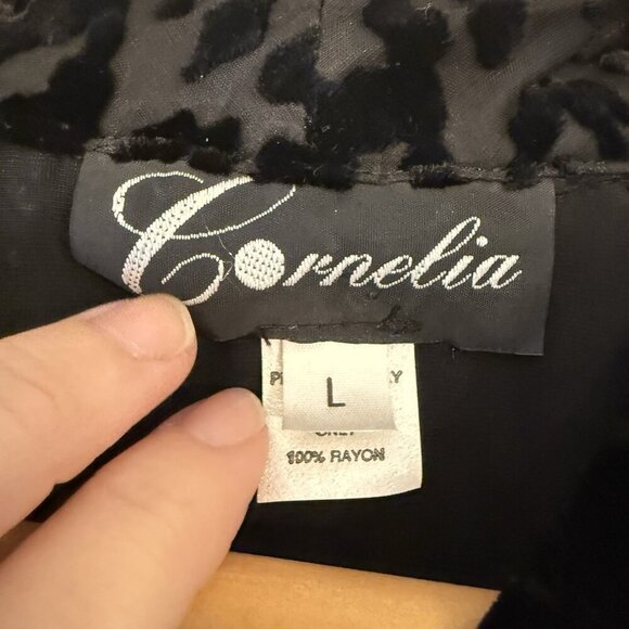 Cornelia Women Sz S Y2K Velvet Burnout Black Leopard Bodice Maxi Dress & Top - Picture 9 of 13